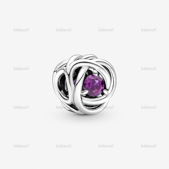 Pandora February Purple Eternity Circle Charm|Pendant - Picture 1 of 2